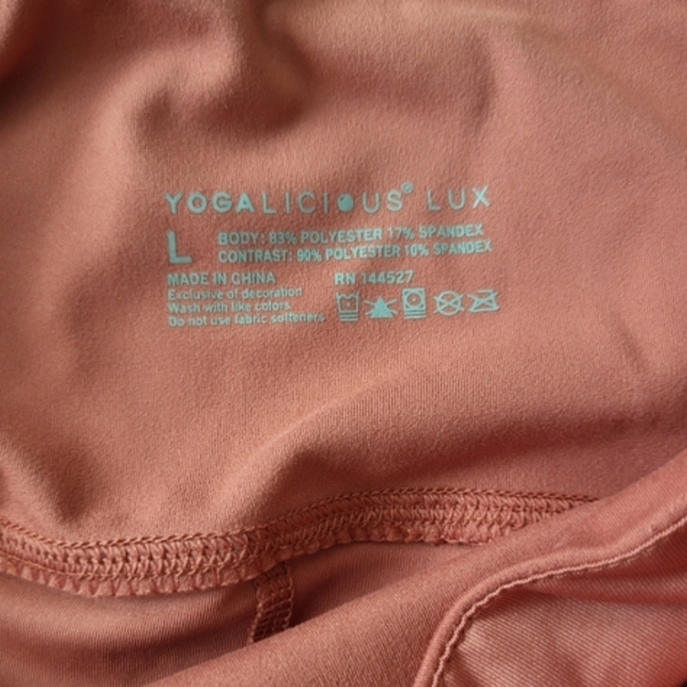 Yogalicious Dusty Rose High-Waist Leggings Athletic Run Sports Super Soft Size L - Picture 3 of 6